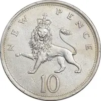 سکه 10 نیو پنس 1969 الیزابت دوم - EF40 - انگلستان