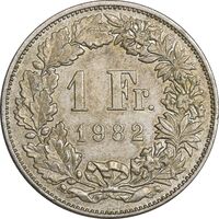 سکه 1 فرانک 1982 دولت فدرال - EF45 - سوئیس
