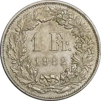 سکه 1 فرانک 1982 دولت فدرال - EF45 - سوئیس