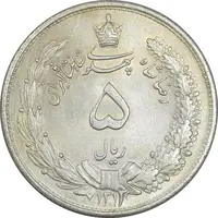 سکه 5 ریال 1313 - 3 تاریخ بزرگ - MS63 - رضا شاه