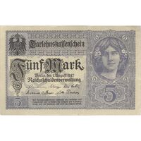 اسکناس 5 مارک 1917 ویلیام دوم - تک - VF - آلمان