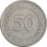 سکه 50 فینیگ 1950G جمهوری فدرال - EF40 - آلمان