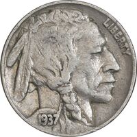 سکه 5 سنت 1937 بوفالو - EF45 - آمریکا