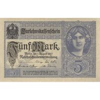 اسکناس 5 مارک 1917 ویلیام دوم - تک - EF - آلمان