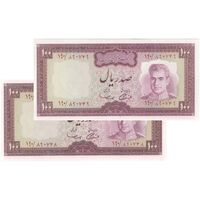 اسکناس 100 ریال (آموزگار - سمیعی) نوشته سیاه - جفت - UNC63 - محمد رضا شاه