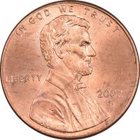 سکه 1 سنت 2002D لینکلن - MS63 - آمریکا