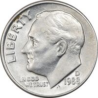 سکه 1 دایم 1988D روزولت - AU50 - آمریکا