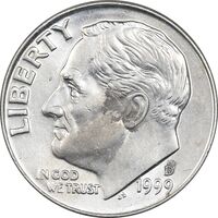 سکه 1 دایم 1999D روزولت - AU50 - آمریکا