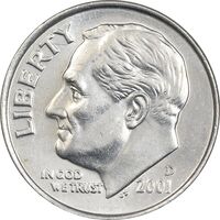 سکه 1 دایم 2001D روزولت - AU50 - آمریکا
