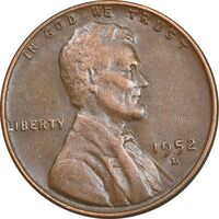 سکه 1 سنت 1952D لینکلن - EF45 - آمریکا