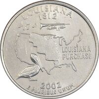سکه کوارتر دلار 2002D ایالتی - لوئیزیانا - EF45 - آمریکا