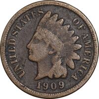 سکه 1 سنت 1909 سرخپوستی - VF35 - آمریکا