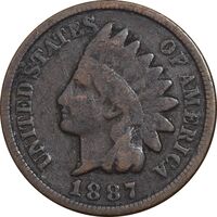سکه 1 سنت 1887 سرخپوستی - EF40 - آمریکا