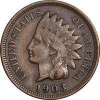 سکه 1 سنت 1903 سرخپوستی - EF45 - آمریکا