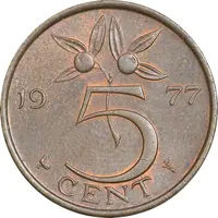 سکه 5 سنت 1977 یولیانا - MS61 - هلند