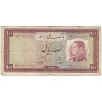 اسکناس 100 ریال 1333 - تک - F15 - محمد رضا شاه