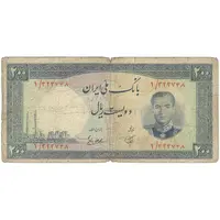اسکناس 200 ریال 1337 - تک - F12 - محمد رضا شاه
