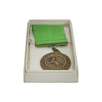 مدال برنز بپاداش خدمت - با جعبه و روبان فابریک - UNC - رضا شاه