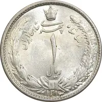 سکه 1 ریال 1313 - 3 تاریخ کوچک - MS63 - رضا شاه