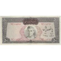 اسکناس 500 ریال (آموزگار - سمیعی) نوشته قرمز - تک - VF25 - محمد رضا شاه