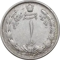 سکه 1 ریال 1313 - 3 تاریخ کج - AU50 - رضا شاه
