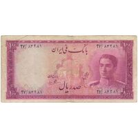 اسکناس 100 ریال سری سوم - تک - VF20 - محمد رضا شاه