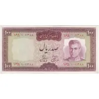 اسکناس 100 ریال (آموزگار - فرمان فرماییان) نوشته قرمز - تک - EF45 - محمد رضا شاه