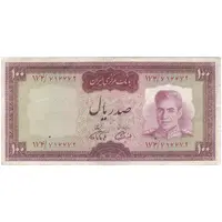 اسکناس 100 ریال (آموزگار - فرمان فرماییان) نوشته قرمز - تک - VF30 - محمد رضا شاه