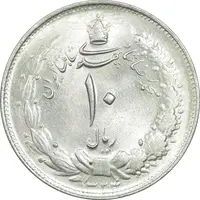 سکه 10 ریال 1324 - MS63 - محمد رضا شاه