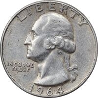 سکه کوارتر دلار 1964 واشنگتن - EF45 - آمریکا