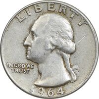 سکه کوارتر دلار 1964 واشنگتن - VF35 - آمریکا