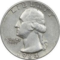 سکه کوارتر دلار 1964D واشنگتن - EF40 - آمریکا