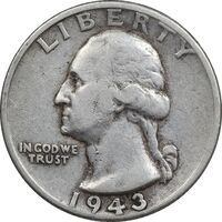 سکه کوارتر دلار 1943S واشنگتن - VF35 - آمریکا