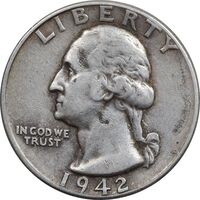 سکه کوارتر دلار 1942 واشنگتن - EF40 - آمریکا