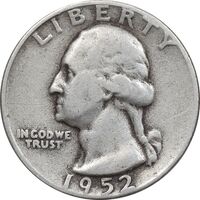 سکه کوارتر دلار 1952 واشنگتن - VF30 - آمریکا