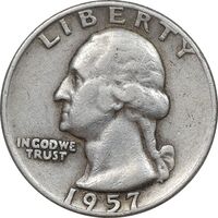 سکه کوارتر دلار 1957D واشنگتن - VF35 - آمریکا