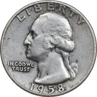 سکه کوارتر دلار 1958D واشنگتن - EF40 - آمریکا