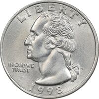 سکه کوارتر دلار 1998P واشنگتن - MS62 - آمریکا