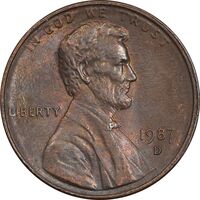 سکه 1 سنت 1987D لینکلن - MS61 - آمریکا
