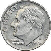 سکه 1 دایم 1999P روزولت - AU58 - آمریکا