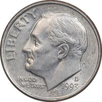 سکه 1 دایم 1993D روزولت - AU55 - آمریکا