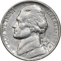 سکه 5 سنت 1987D جفرسون - AU50 - آمریکا