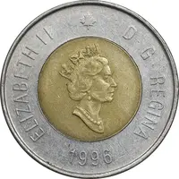 سکه 2 دلار 1996 الیزابت دوم - AU50 - کانادا