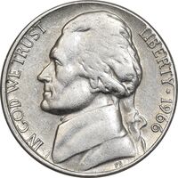 سکه 5 سنت 1966 جفرسون - EF45 - آمریکا