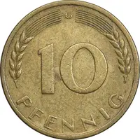 سکه 10 فینیگ 1950G جمهوری فدرال - EF45 - آلمان