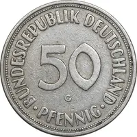 سکه 50 فینیگ 1950G جمهوری فدرال - EF45 - آلمان