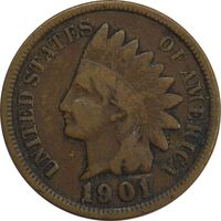 سکه 1 سنت 1901 سرخپوستی - VF35 - آمریکا