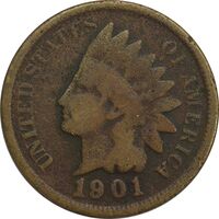 سکه 1 سنت 1901 سرخپوستی - VF20 - آمریکا