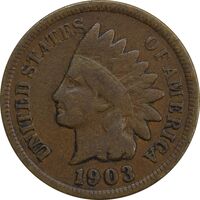 سکه 1 سنت 1903 سرخپوستی - VF30 - آمریکا