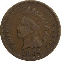 سکه 1 سنت 1904 سرخپوستی - VF35 - آمریکا